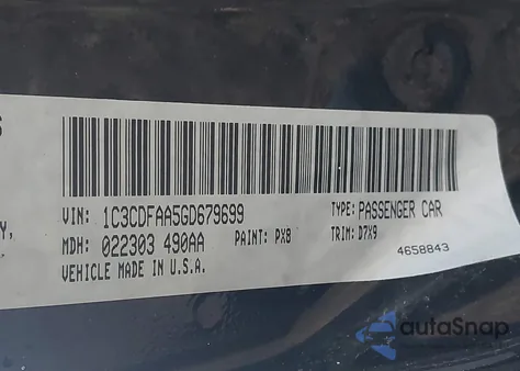 2016 Dodge Dart Se z USA, uszkodzony, nr VIN 1C3CDFAA5GD679699